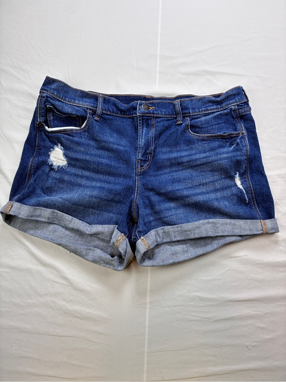 Old Navy Distressed Dark Blue Roll-Cuff Denim Shorts